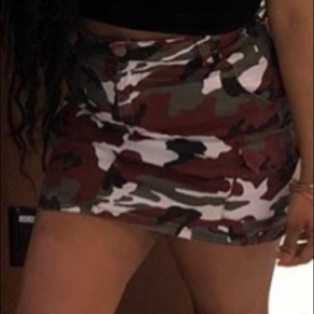 camo denim skirt